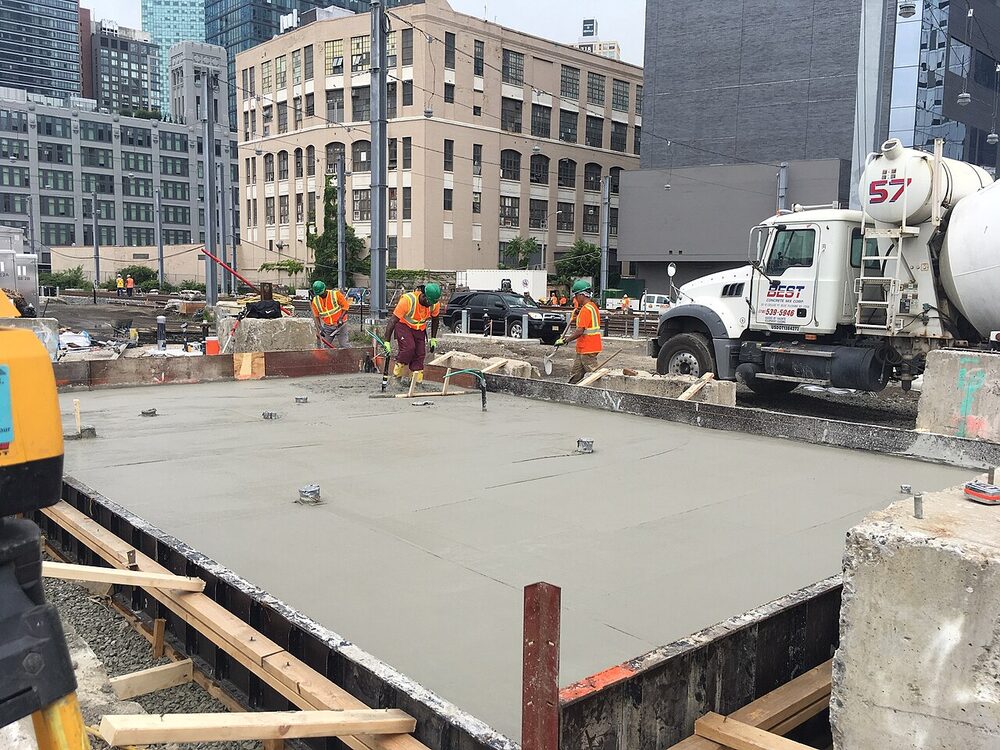 Concrete foundation under construction