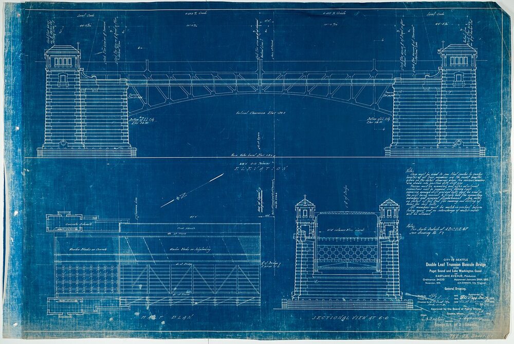 Engineering blueprint drawing